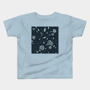 green flowers and leaves pattern Kids T-Shirt